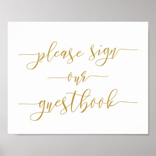 Gold Calligraphy Weduwen Sign Ons gastboek Poster (Voorkant)