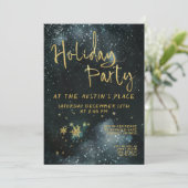 Gold Calligraphy Winter Night Holiday Kaart (Staand voorkant)