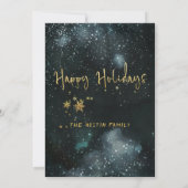 Gold Calligraphy Winter Night Holiday Kaart (Achterkant)