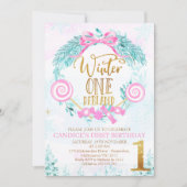 Gold Calligraphy Winter One-derland Birthday Invit Kaart (Voorkant)