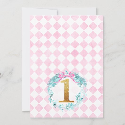 Gold Calligraphy Winter One-derland Birthday Invit Kaart (Achterkant)