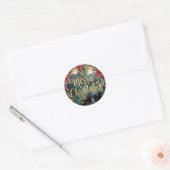 Gold Calligraphy Woodland Floral Holiday Sticker (Envelop)