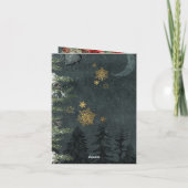 Gold Calligraphy Woodland Forest Navidad Feestdagen Kaart (Achterkant)