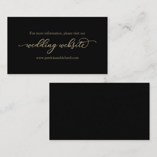 Gold Calligraphy Zwarte bruiloft website Visitekaartje (Voorkant / Achterkant)