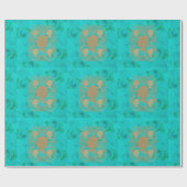 Gold Cameo Dames Turquoise Rozen & Keys Gift Wrap Cadeaupapier (Vlak)