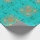 Gold Cameo Dames Turquoise Rozen & Keys Gift Wrap Cadeaupapier (Hoek)