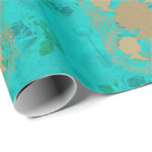 Gold Cameo Dames Turquoise Rozen & Keys Gift Wrap Cadeaupapier (Rol Hoek)