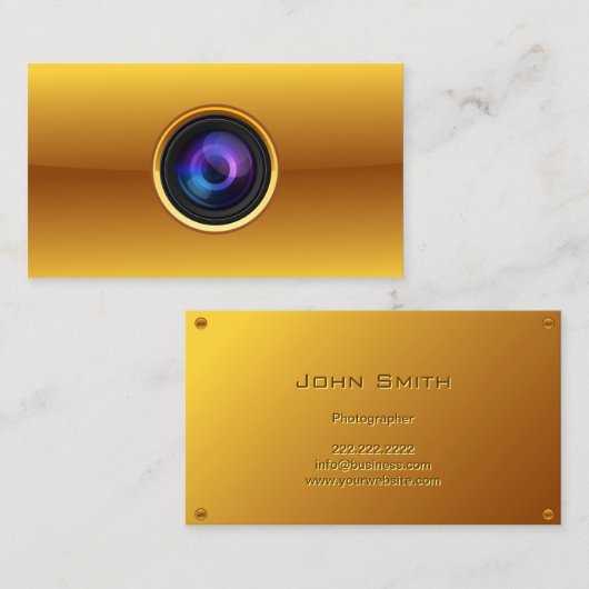 Gold Camera Fotograaf visitekaartje (Voorkant / Achterkant)