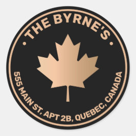 Gold Canadian Maple Leaf Address Ronde Sticker