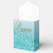 Gold Cancer & Blauwgroen Blue Glitter Verjaardag Bedankdoosjes (Geopend)
