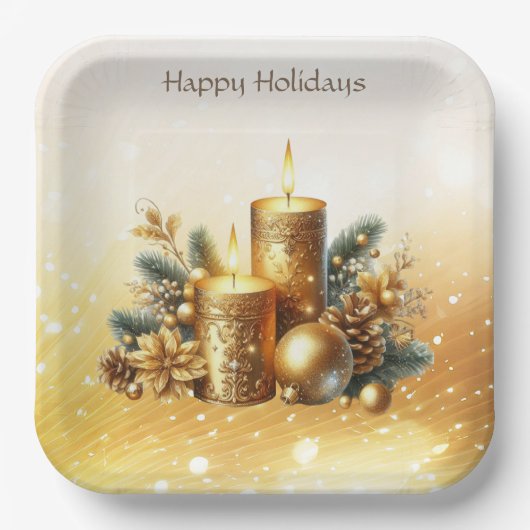 Gold Candles Christmas Holiday Paper Bord (Voorkant)