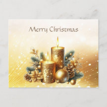 Gold Candles Holiday Christmas Briefkaart