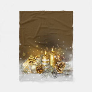 Gold Candles kerst met legant Holiday Home Decor Fleece Deken