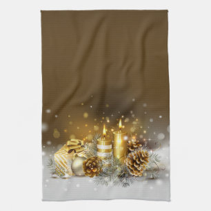 Gold Candles kerst met legant Holiday Home Decor Theedoek