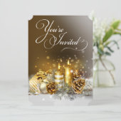 Gold Candles Kerstparty Elegant Holiday Kaart (Staand voorkant)