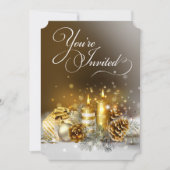 Gold Candles Kerstparty Elegant Holiday Kaart (Voorkant)