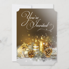 Gold Candles Kerstparty Elegant Holiday Kaart