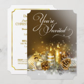 Gold Candles Kerstparty Elegant Holiday Kaart (Voorkant / Achterkant)