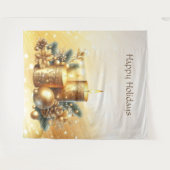 Gold Candles Kerstvakantie Achtergrond Wandkleed (Voorkant (horizontaal))