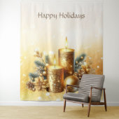 Gold Candles Kerstvakantie Achtergrond Wandkleed (In situ)