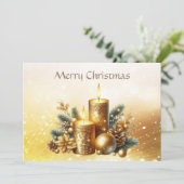 Gold Candles Kerstvakantie Kaart (Staand voorkant)