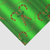 Gold Candy Canes en Holly met Green Kerstmis Tissuepapier (Detail)