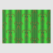 Gold Candy Canes en Holly met Green Kerstmis Tissuepapier (Voorkant)
