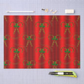 Gold Candy Canes en Holly op Rode Kerstmis Tissuepapier (Craft)