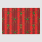 Gold Candy Canes en Holly op Rode Kerstmis Tissuepapier (Voorkant)