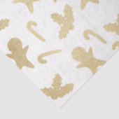 Gold Candy Canes Gingerbread Heren Witte Kerst Tissuepapier (Detail)
