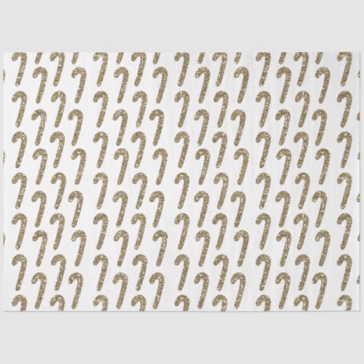 Gold Candy Canes Whimsical White Christmas Tissuepapier (Voorkant)