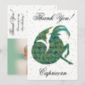 Gold Capricorn 1e verjaardag & Big Photo Hartelijk Bedankkaart (Voorkant / Achterkant)