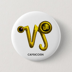 GOLD CAPRICORN/ZODIAC SIGN JEWEL RONDE BUTTON 5,7 CM