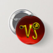 GOLD CAPRICORN/ZODIAC SIGN JEWEL RONDE BUTTON 5,7 CM (Voorkant /achterkant)