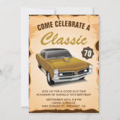 Gold Car Classic Verjaardagsuitnodiging Kaart (Voorkant)
