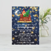 Gold Car Merry kerst Brunch Dinner Santa Navy Kaart (Staand voorkant)