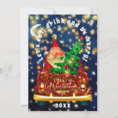 Gold Car Merry kerst Brunch Dinner Santa Navy Kaart (Achterkant)