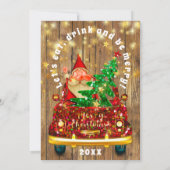 Gold Car Merry kerst Brunch Dinner SantaRustic Kaart (Achterkant)