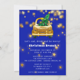 Gold Car Merry kerst Brunch Dinner Star Blue Kaart