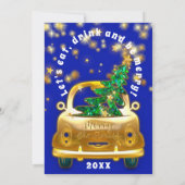 Gold Car Merry kerst Brunch Dinner Star Blue Kaart (Achterkant)