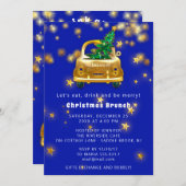 Gold Car Merry kerst Brunch Dinner Star Blue Kaart (Voorkant / Achterkant)