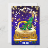 Gold Car Merry kerst Brunch Dinner Star Navy Kaart (Achterkant)