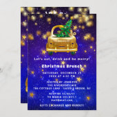 Gold Car Merry kerst Brunch Dinner Star Navy Kaart (Voorkant / Achterkant)