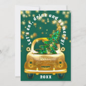 Gold Car Merry Kerstmis Brunch Rood Groen Kaart (Achterkant)