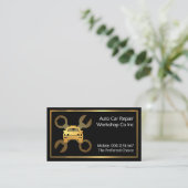 Gold Car Spanner Set Mechanical Repair Visitekaartje (Staand voorkant)