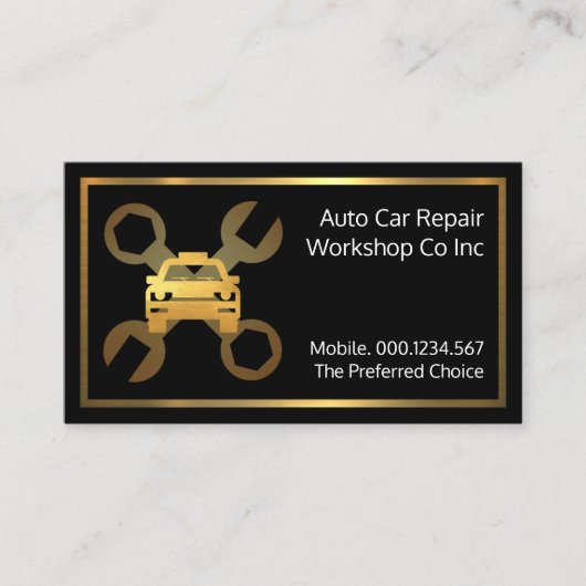 Gold Car Spanner Set Mechanical Repair Visitekaartje (Voorkant)