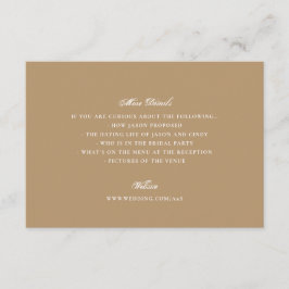 Gold Caramel Formal Calligraphy Elegant Wedding Informatiekaartje