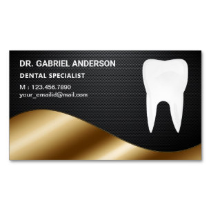 Gold Carbon Tooth Dental Clinic Dentist Magnetisch Visitekaartje