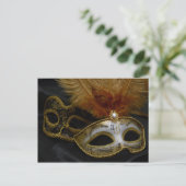 Gold Carnival Venetian Mask Masquerade Briefkaart (Staand voorkant)