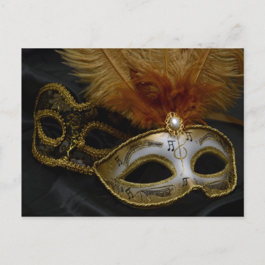 Gold Carnival Venetian Mask Masquerade Briefkaart (Voorkant)